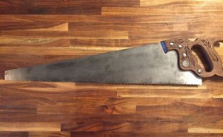 Vintage Henry Disston & Sons D - 12 26 - Inch Rip Hand Saw 5 1/2 Point