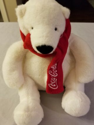 2013 Coca Cola 7 " White Polar Bear With Red Scarf Plush Stuffed Animal Dan Dee
