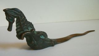 Vintage Antique Bronze Art Deco Figural Seahorse Letter Opener Page Turner 2