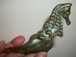 Vintage Antique Bronze Art Deco Figural Seahorse Letter Opener Page Turner 3