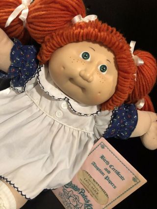 Cabbage Patch Kid Red Hair Green Eyes Freckles Clothes Shoes & Birth Certificate