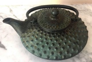 Antique/vintage Japanese Tetsubin Hobnail Cast Iron Tea Pot Marked