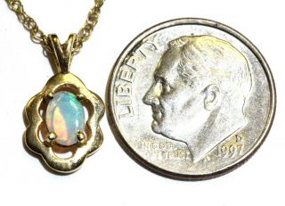 14k yellow gold opal solitaire pendant necklace 1.  7g estate vintage womens rare 2