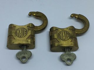 Vintage Yale And Towne Padlock Y & T Antique Brass Lock With Keys
