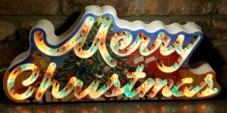 Vintage 1992 Holiday Glow Merry Christmas Lighted Greetings Sign W/ Box