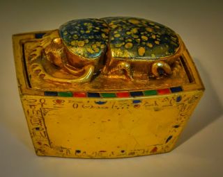 Rare Egyptian Lidded Scarab Box,  by 