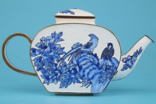 Rare Chinese Cloisonne Hand - Painted Flower Teapot High - End Gift Collec