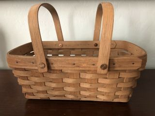 Longaberger Medium Gathering Basket With Wooden Swing Handles 1988 - - No Protector