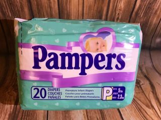 New/sealed - Vintage Pampers Diapers Premature Preemie - Up To 5lbs,  1990s?