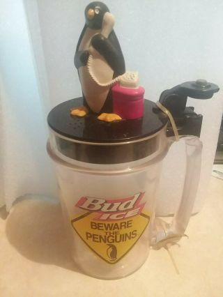 Vintage Bud Ice - Beware Of The Penguin Talking Beer Mug - Not Talking