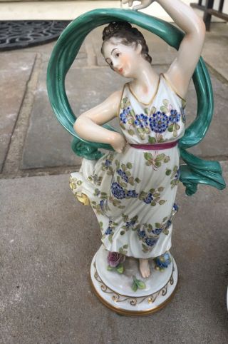 Antique German Volkstedt Lady Dancer With Ribbon Porcelain Figurine