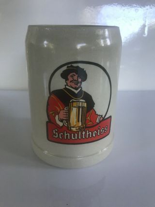 Schultheiss Vintage German Stoneware Beer Stein Mug 0.  5 L