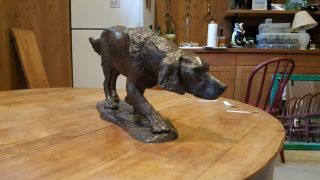 Vintage French Bronze Dog Retriever 2 Feet X 8 Inches