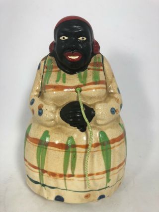Black Americana String Holder Mammy Made In Japan Vintage Hand Painted 21c