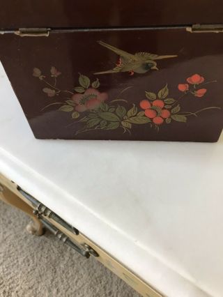 Vintage YING MEE CO China Tea Box Wood With Chinese Graphics Art 3