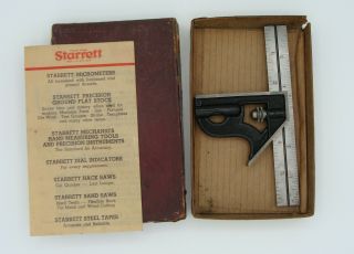 Vintage L.  S.  Starrett No 4 Grad 6  Combination Square Box & Brochure Exc Con