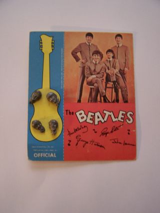 Vintage 1964 The Beatles Nems Ent.  Ltd.  Lapel Pins / Tie Tack W/ Card