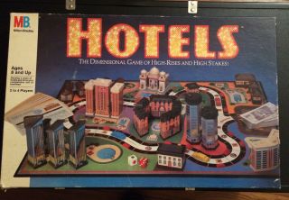 Vintage Milton Bradley 1987 Hotels Board Game 100 Complete 3d High Rises