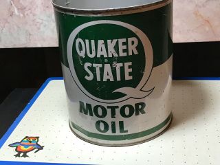 Vintage Quaker State Motor Oil Can Gallon Tin Advertising - G - 16
