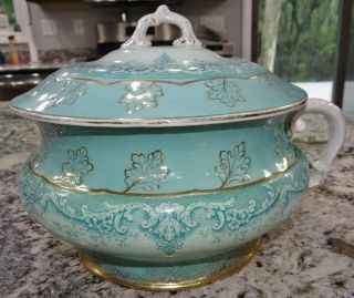 Kt&k Knowles Taylor Victorian Chamber Pot W Lid Antique Porcelain Ceramic Vtg