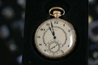 Antique Elgin Open Face Pocket Watch Gold Filled Case 17 Jewels