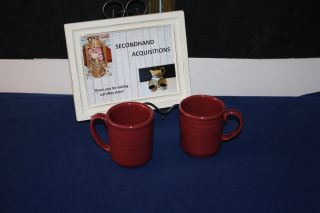 Longaberger Woven Traditions Paprika Set Of 2 Coffee Mugs Made In The Usa A203