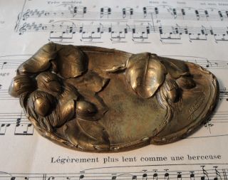 Small Antique French Art Nouveau Bronze Hazelnut Tray Signed by Bonnot c1920 2