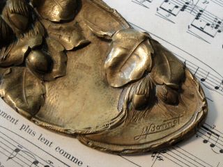 Small Antique French Art Nouveau Bronze Hazelnut Tray Signed by Bonnot c1920 3
