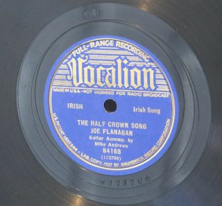 Irish 78 Vocalion 84168 Flanagan Bros Accordian & Guitar/accordian & Banjo V,  /e -