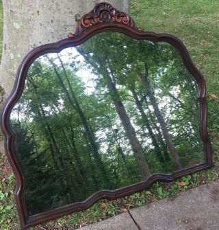 Antique Vintage Ornate Craved Wood Wall Mirror Victorian Floral Mantle Mirror