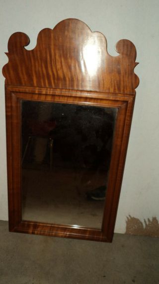 Smaller Vintage Eldred Wheeler Tiger Maple Wood Mirror