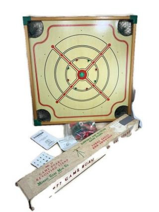 Vintage 1961 Merdel Carrom Carom Game Board Model 100 W/ Revolving Stand & Piece