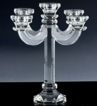 Stunning Larg Val St Lambert Crystal Glass 5 Light Single Candelabra Candlestick