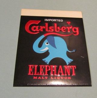 Vintage Carlsberg Elephant Malt Liquor 5 " Bumper Sticker Carling Brewery