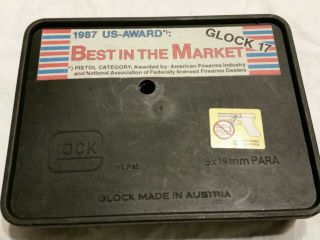 Glock Vintage Model G17 19 Tupperware Box Case Austria 1987 Us Award Sticker 9m