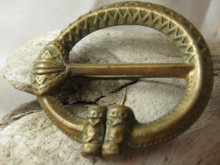 Vtg Kalevala Koru Scandinavian Penannular Brass Brooch Pin,  Made In Finland