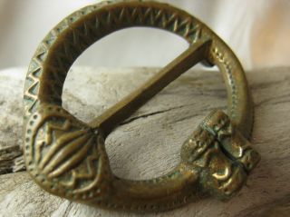 Vtg KALEVALA KORU Scandinavian Penannular Brass Brooch Pin,  Made in Finland 2