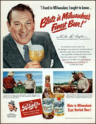 1950 Victor Mclaglen Blatz Beer Bottled Horse Ranch Vintage Photo Print Ad Adl99