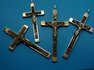 4 Antique Pectoral Crucifixes // Priest Crucifixes // French Monastery / Worned