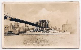 Uss West Virginia In Ny City Before Scrupping Vintage Real Photo