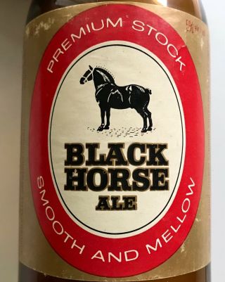 Vtg Black Horse Ale Stubby Beer Bottle 12oz Brown Carling O 