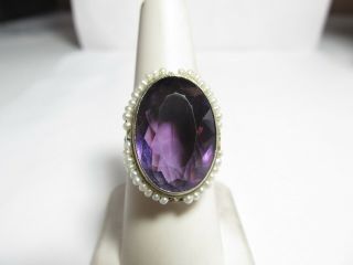 Vintage 14k Solid Gold Well Detailed Filigree Ring W/ 15.  00 Ct Natural Amethyst