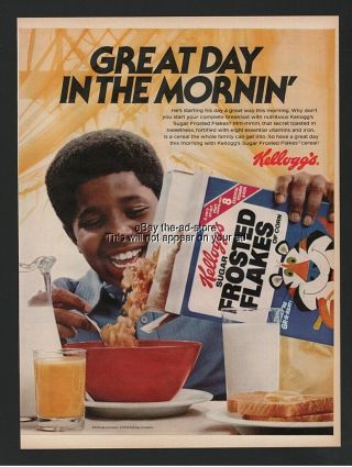 1979 Kelloggs Frosted Flakes Cereal Tony Tiger African American Black Print Ad