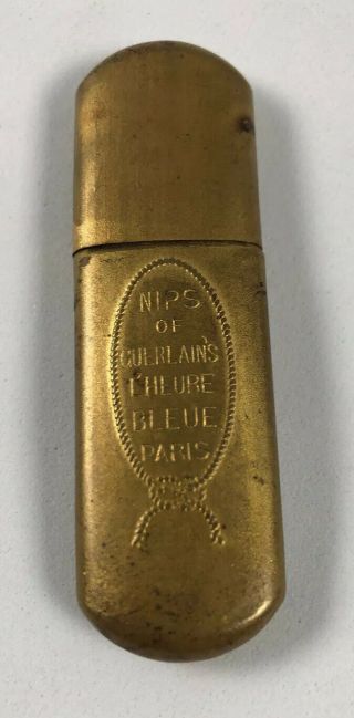 Nips Of Guerlain’s L’heure Bleue Paris - Antique Perfume Metal Container.  2.  75”