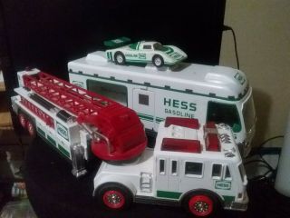 Hess Bundle (fire Truck 2000,  Bus 1998,  Race Car 1988) Vintage Set Of Three