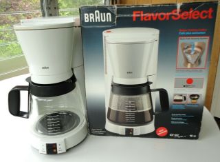 Vtg White Braun Flavorselect Kf157 Coffee Maker 12 Cup Carafe Filter Rams