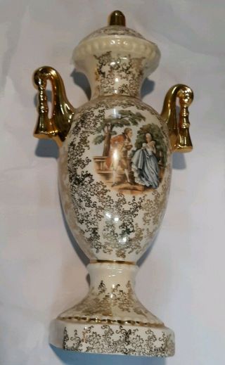 Antique Victorian Mantle Ornate Urn Vase 22 Karat Gold Made In Usa Pictured Urn