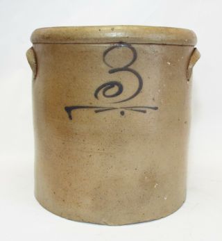 Old Antique Stoneware 3 Gallon Pickle Crock W/ Handles