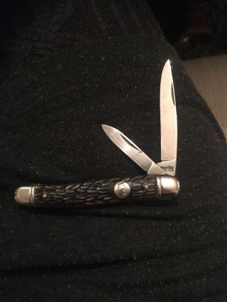 Vintage “imperial” Pocket Knife W/ 2 Blades,  Silver Tone/black 