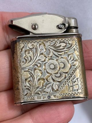 Vintage Kablo Pocket Lighter - With Engraved.  900 Silver Wrap - Czechoslovakia